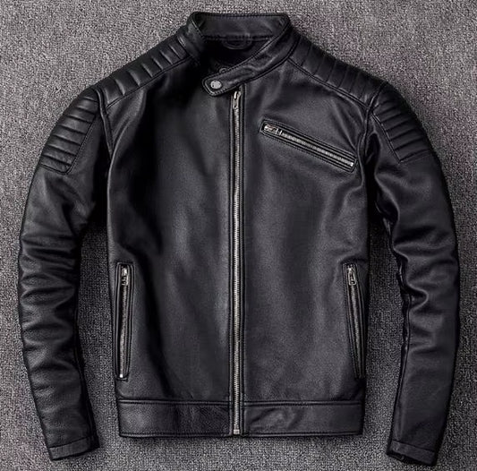 CC Shop Best, Brand Cowhide Clothing, Men'S Genuine Leather Clothes, Vintage Motor Biker Jacket, Leather Coat, Chaqueta De Cuero